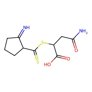 4-Amino-2-(2-iminocyclopentanecarbothioyl)sulfanyl-4-oxobutanoic acid structure