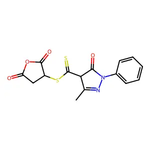 (2,5-dioxooxolan-3-yl) 3-methyl-5-oxo-1-phenyl-4H-pyrazole-4-carbodithioate structure