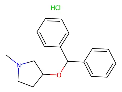 Pyrrolidine, 3-(diphenylmethoxy)-1-methyl-, hydrochloride structure