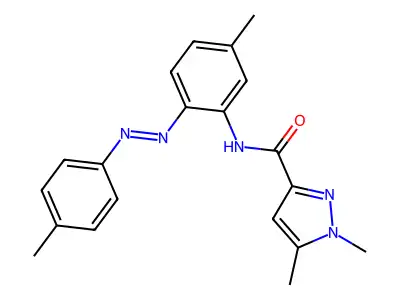 1,5-dimethyl-N-{5-methyl-2-[(E)-(4-methylphenyl)diazenyl]phenyl}-1H-pyrazole-3-carboxamide structure