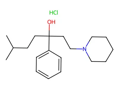 6-Methyl-3-phenyl-1-(piperidin-1-yl)heptan-3-ol--hydrogen chloride (1/1) structure