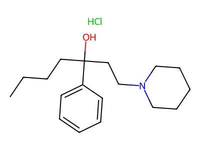 1-Piperidinepropanol, alpha-butyl-alpha-phenyl-, hydrochloride structure