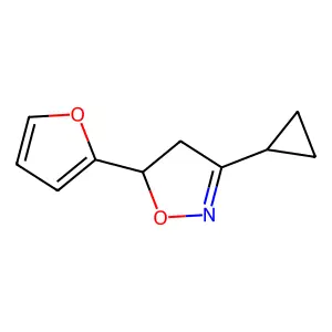 3-Cyclopropyl-5-(furan-2-yl)-4,5-dihydro-1,2-oxazole structure