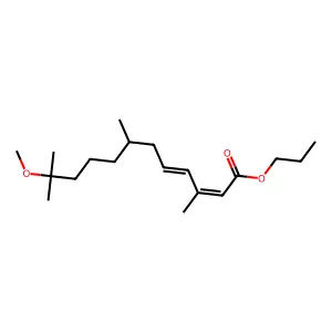 2,4-Dodecadienoic acid, 11-methoxy-3,7,11-trimethyl-, propyl ester structure