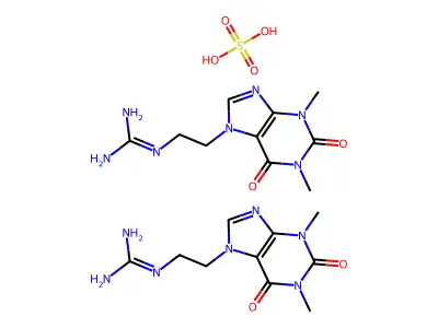 Theophylline, 7-(2-guanidinoethyl)-, hemisulfate structure