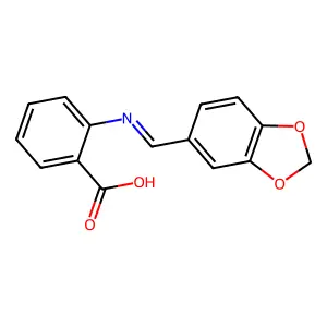 2-{[(E)-1,3-benzodioxol-5-ylmethylidene]amino}benzoic acid structure