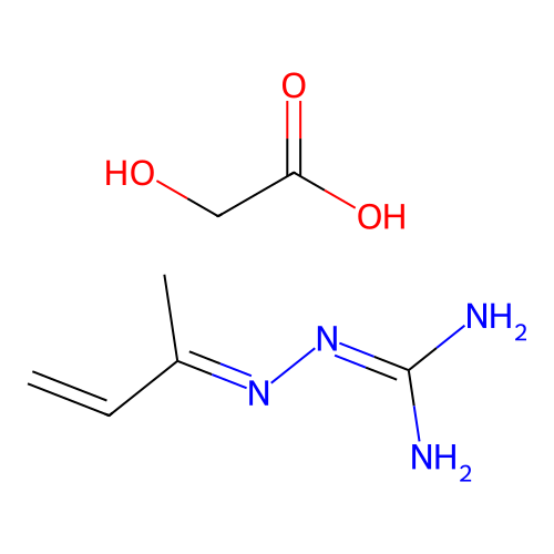2-[(E)-but-3-en-2-ylideneamino]guanidine;2-hydroxyacetic acid structure
