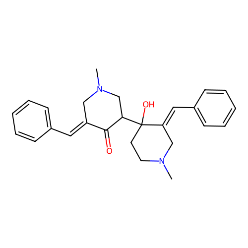 3',5-dibenzylidene-4'-hydroxy-1,1'-dimethyl-3,4'-bipiperidin-4-one structure