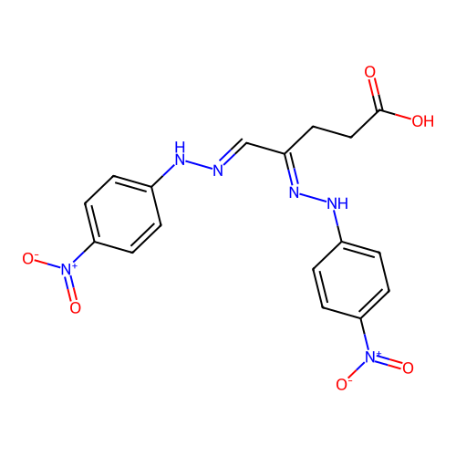 4,5-Bis[(4-nitrophenyl)hydrazinylidene]pentanoic acid structure