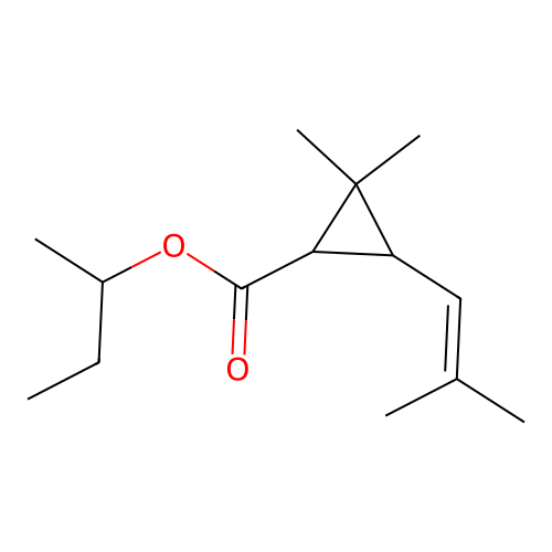 Butan-2-yl 2,2-dimethyl-3-(2-methylprop-1-enyl)cyclopropane-1-carboxylate structure