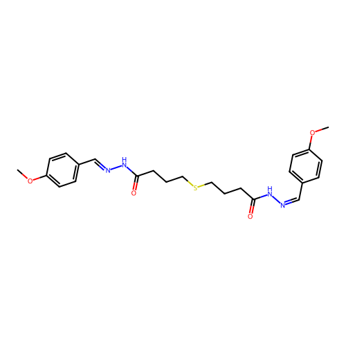 N'-[(Z)-(4-Methoxyphenyl)methylidene]-4-[(4-{(2E)-2-[(4-methoxyphenyl)methylidene]hydrazin-1-yl}-4-oxobutyl)sulfanyl]butanehydrazide structure