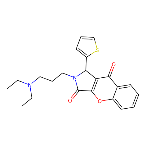 2-(3-(diethylamino)propyl)-1-(thiophen-2-yl)-1,2-dihydrochromeno[2,3-c]pyrrole-3,9-dione structure