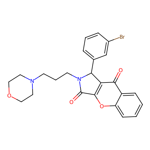 1-(3-bromophenyl)-2-(3-morpholin-4-ylpropyl)-1,2-dihydrochromeno[2,3-c]pyrrole-3,9-dione structure