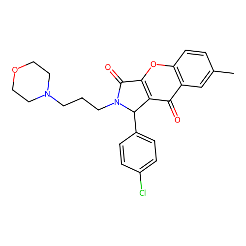 1-(4-chlorophenyl)-7-methyl-2-(3-morpholin-4-ylpropyl)-1,2-dihydrochromeno[2,3-c]pyrrole-3,9-dione structure