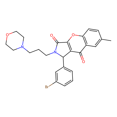 1-(3-bromophenyl)-7-methyl-2-(3-morpholin-4-ylpropyl)-1,2-dihydrochromeno[2,3-c]pyrrole-3,9-dione structure