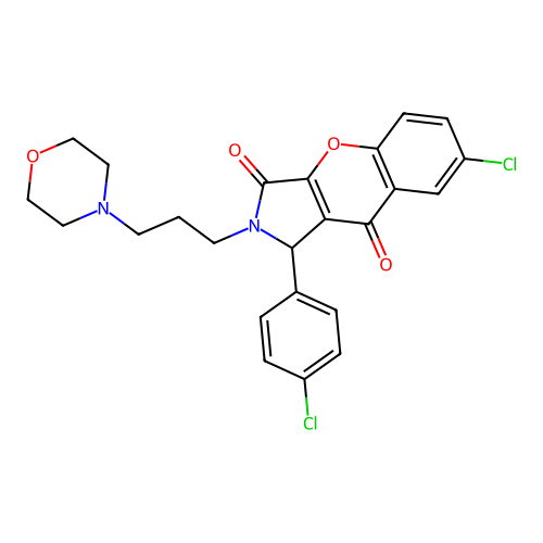 7-chloro-1-(4-chlorophenyl)-2-(3-morpholin-4-ylpropyl)-1,2-dihydrochromeno[2,3-c]pyrrole-3,9-dione structure