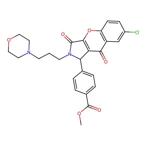 methyl 4-[7-chloro-2-(3-morpholin-4-ylpropyl)-3,9-dioxo-1,2,3,9-tetrahydrochromeno[2,3-c]pyrrol-1-yl]benzoate structure