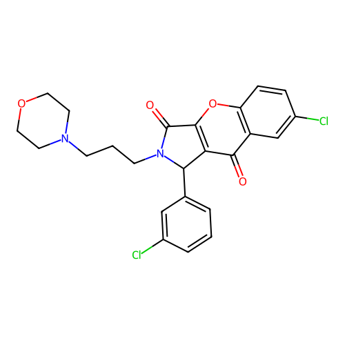 7-chloro-1-(3-chlorophenyl)-2-(3-morpholin-4-ylpropyl)-1,2-dihydrochromeno[2,3-c]pyrrole-3,9-dione structure