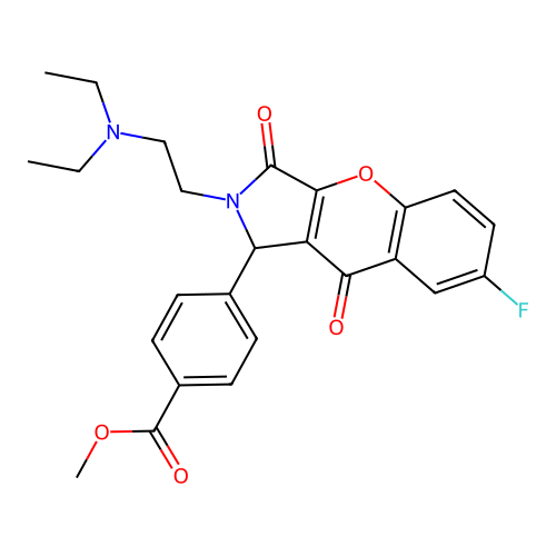 methyl 4-{2-[2-(diethylamino)ethyl]-7-fluoro-3,9-dioxo-1,2,3,9-tetrahydrochromeno[2,3-c]pyrrol-1-yl}benzoate structure
