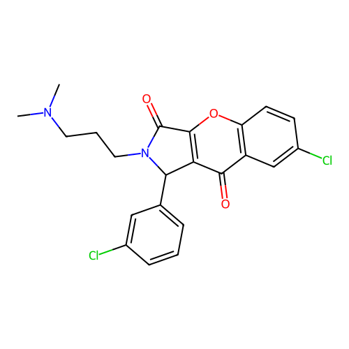 7-chloro-1-(3-chlorophenyl)-2-[3-(dimethylamino)propyl]-1,2-dihydrochromeno[2,3-c]pyrrole-3,9-dione structure