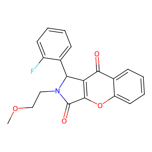 1-(2-fluorophenyl)-2-(2-methoxyethyl)-1,2-dihydrochromeno[2,3-c]pyrrole-3,9-dione structure