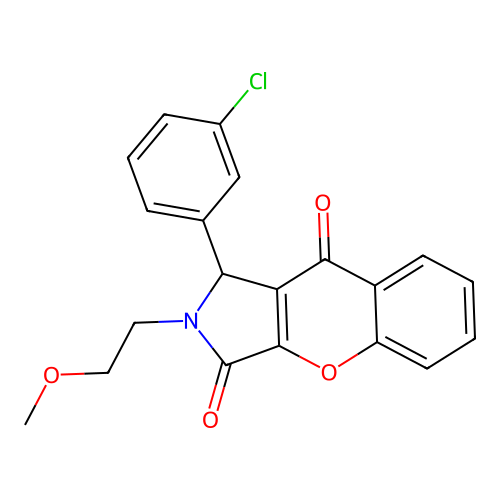 1-(3-chlorophenyl)-2-(2-methoxyethyl)-1,2-dihydrochromeno[2,3-c]pyrrole-3,9-dione structure