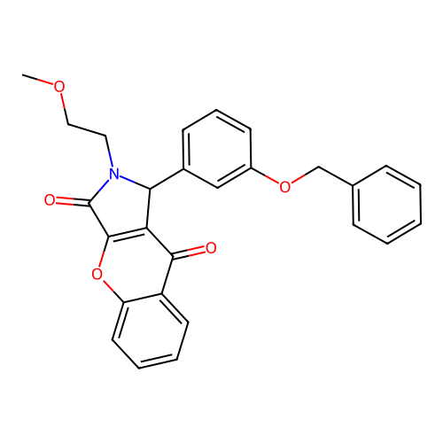 1-[3-(benzyloxy)phenyl]-2-(2-methoxyethyl)-1,2-dihydrochromeno[2,3-c]pyrrole-3,9-dione structure
