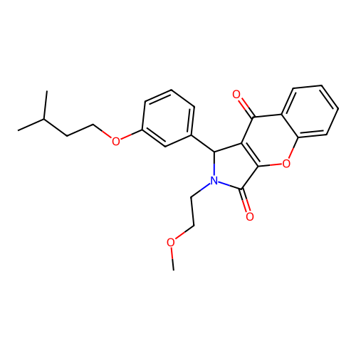 2-(2-methoxyethyl)-1-[3-(3-methylbutoxy)phenyl]-1,2-dihydrochromeno[2,3-c]pyrrole-3,9-dione structure
