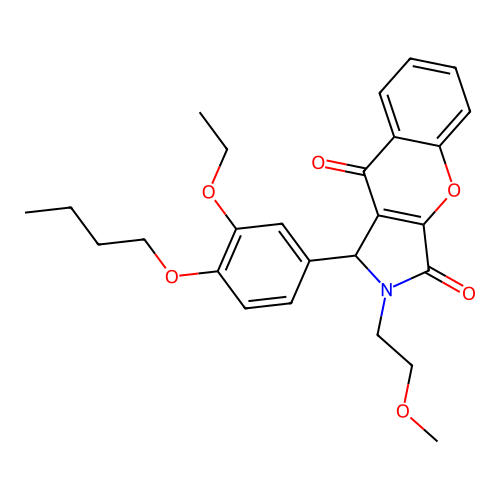1-(4-butoxy-3-ethoxyphenyl)-2-(2-methoxyethyl)-1,2-dihydrochromeno[2,3-c]pyrrole-3,9-dione structure