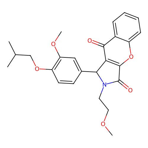 2-(2-methoxyethyl)-1-[3-methoxy-4-(2-methylpropoxy)phenyl]-1,2-dihydrochromeno[2,3-c]pyrrole-3,9-dione structure