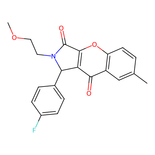 1-(4-fluorophenyl)-2-(2-methoxyethyl)-7-methyl-1,2-dihydrochromeno[2,3-c]pyrrole-3,9-dione structure
