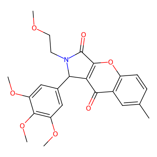 2-(2-methoxyethyl)-7-methyl-1-(3,4,5-trimethoxyphenyl)-1,2-dihydrochromeno[2,3-c]pyrrole-3,9-dione structure