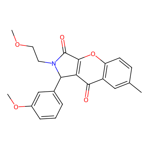 2-(2-methoxyethyl)-1-(3-methoxyphenyl)-7-methyl-1,2-dihydrochromeno[2,3-c]pyrrole-3,9-dione structure