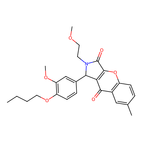 1-(4-butoxy-3-methoxyphenyl)-2-(2-methoxyethyl)-7-methyl-1,2-dihydrochromeno[2,3-c]pyrrole-3,9-dione structure