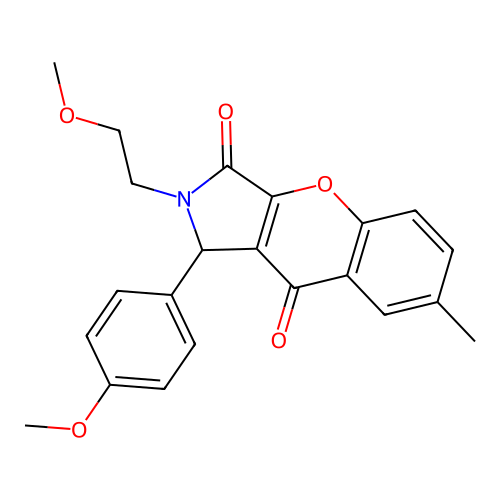 2-(2-methoxyethyl)-1-(4-methoxyphenyl)-7-methyl-1,2-dihydrochromeno[2,3-c]pyrrole-3,9-dione structure