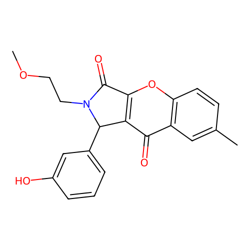 1-(3-hydroxyphenyl)-2-(2-methoxyethyl)-7-methyl-1,2-dihydrochromeno[2,3-c]pyrrole-3,9-dione structure