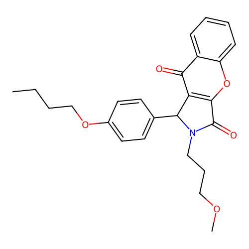 1-(4-butoxyphenyl)-2-(3-methoxypropyl)-1,2-dihydrochromeno[2,3-c]pyrrole-3,9-dione structure