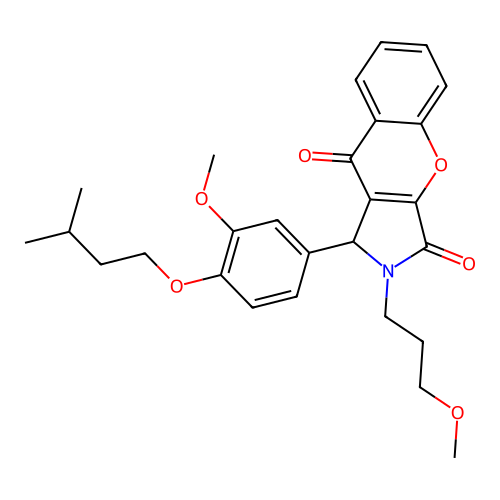1-[3-methoxy-4-(3-methylbutoxy)phenyl]-2-(3-methoxypropyl)-1,2-dihydrochromeno[2,3-c]pyrrole-3,9-dione structure
