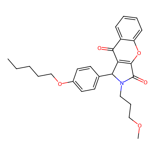 2-(3-methoxypropyl)-1-[4-(pentyloxy)phenyl]-1,2-dihydrochromeno[2,3-c]pyrrole-3,9-dione structure