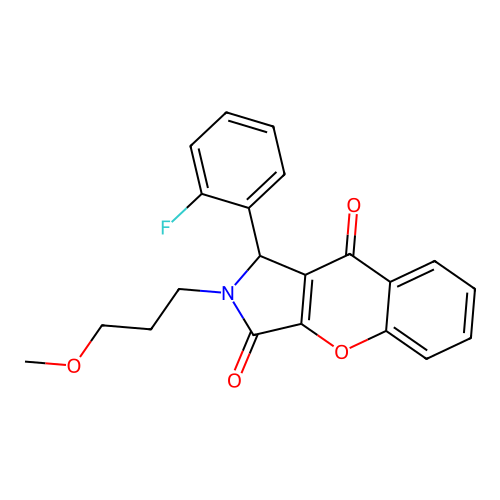1-(2-fluorophenyl)-2-(3-methoxypropyl)-1,2-dihydrochromeno[2,3-c]pyrrole-3,9-dione structure