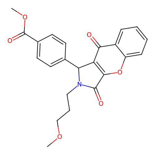 methyl 4-[2-(3-methoxypropyl)-3,9-dioxo-1,2,3,9-tetrahydrochromeno[2,3-c]pyrrol-1-yl]benzoate structure