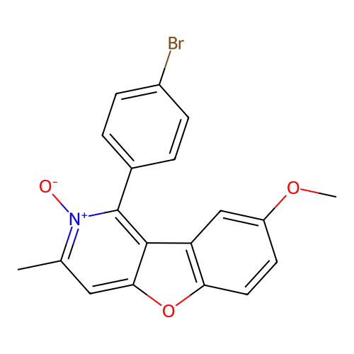1-(4-Bromophenyl)-8-methoxy-3-methyl-2-oxido-[1]benzofuro[3,2-c]pyridin-2-ium structure