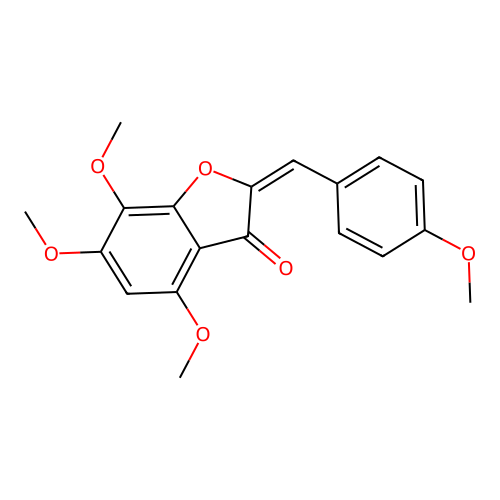 (2E)-4,6,7-trimethoxy-2-[(4-methoxyphenyl)methylidene]-1-benzofuran-3-one structure