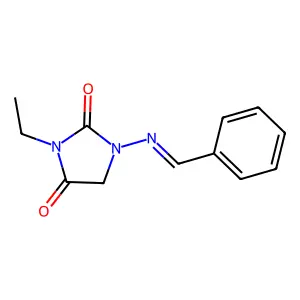 1-(Benzylideneamino)-3-ethylimidazolidine-2,4-dione structure