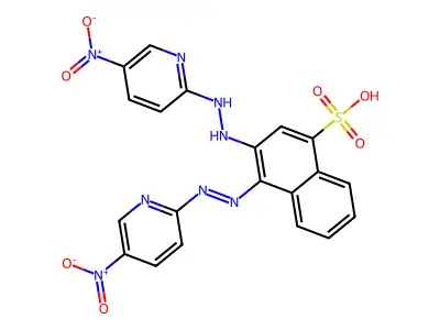 3,4-Bis((5-(hydroxy(oxido)amino)-2-pyridinyl)hydrazono)-3,4-dihydro-1-naphthalenesulfonic acid structure
