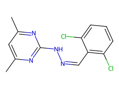 N-[(Z)-(2,6-dichlorophenyl)methylideneamino]-4,6-dimethylpyrimidin-2-amine structure