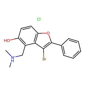 5-Benzofuranol, 3-bromo-4-((dimethylamino)methyl)-2-phenyl-, hydrochloride structure