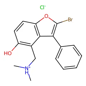 5-Benzofuranol, 2-bromo-4-((dimethylamino)methyl)-3-phenyl-, hydrochloride structure