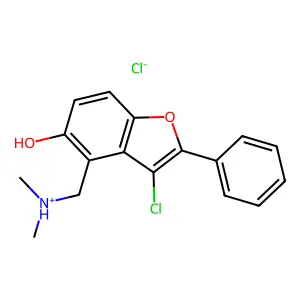 5-Benzofuranol, 3-chloro-4-((dimethylamino)methyl)-2-phenyl-, hydrochloride structure