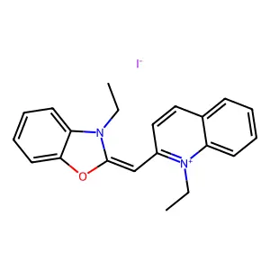 Quinolinium, 1-ethyl-2-((3-ethyl-2(3H)-benzoxazolylidene)methyl)-, iodide (1:1) structure